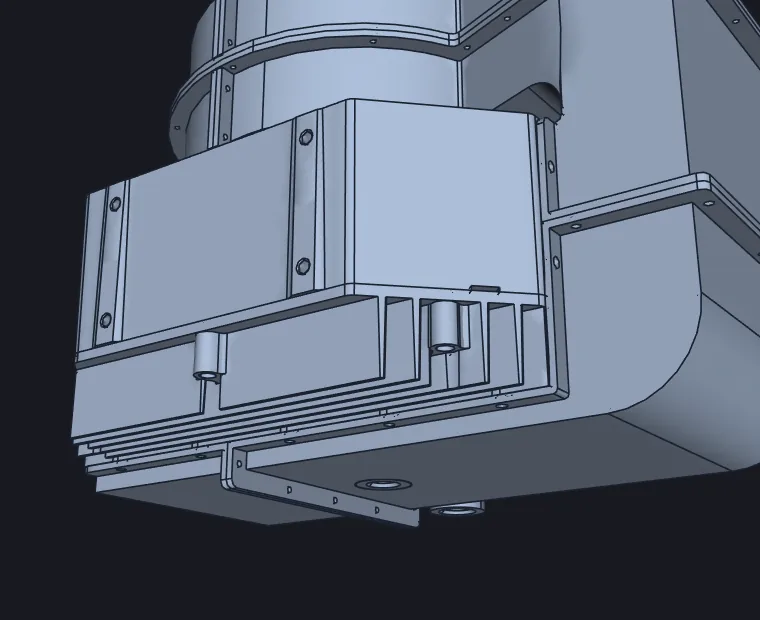 Close-up of a detailed CAD housing rendered in the app