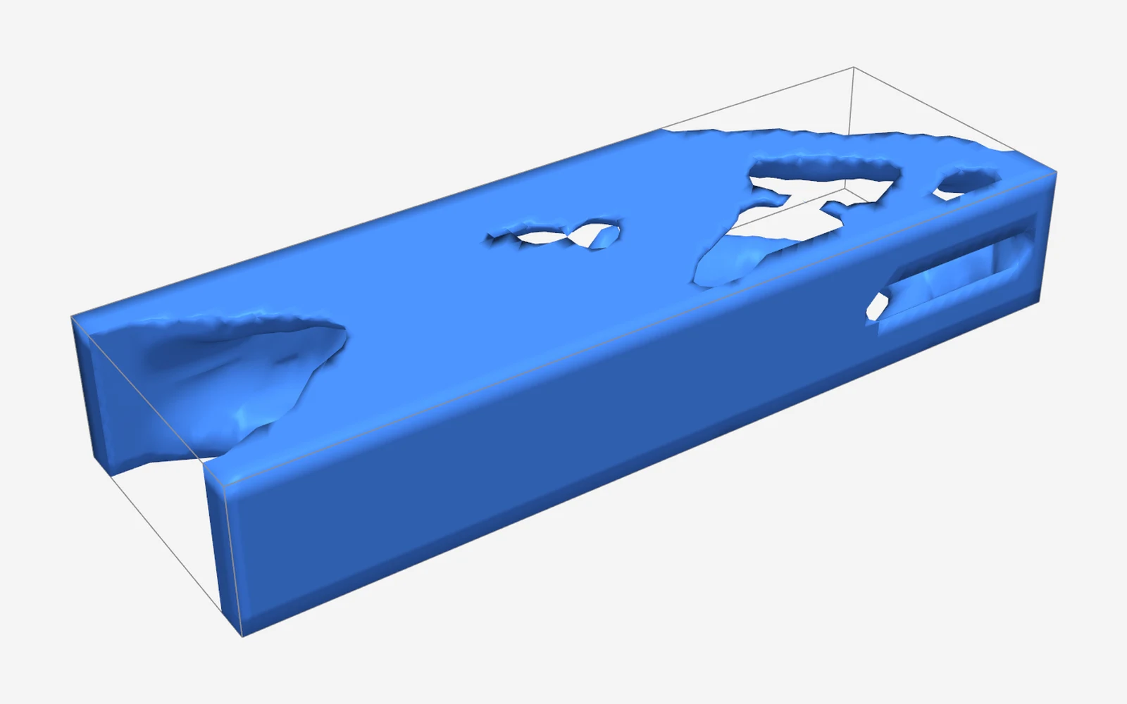 Topology-optimised cantilever inside the outline of its original design space
